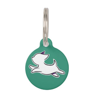 Cute Minimal Dog Tag – White Pup on Green