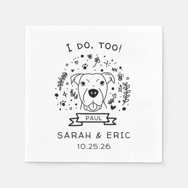 Cute Minimal Doodle Retriever Dog Wedding Napkin (Front)