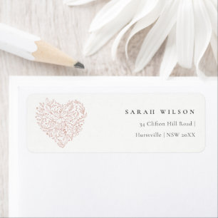 Cute Minimal Dusky Blush Floral Heart Address