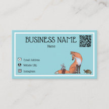 Cute Minimal Fox and Friends Business card