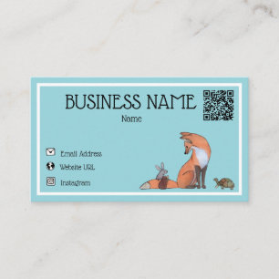 Cute Minimal Fox and Friends Business card