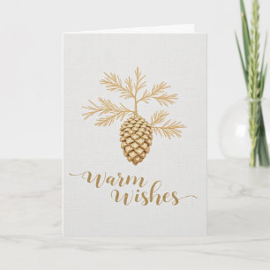 Cute Minimal Gold Pinecone Christmas Wishes Card