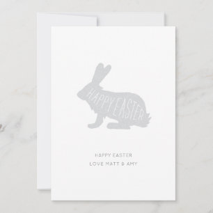 Cute Minimal Grey Happy Easter Bunny Easter Card