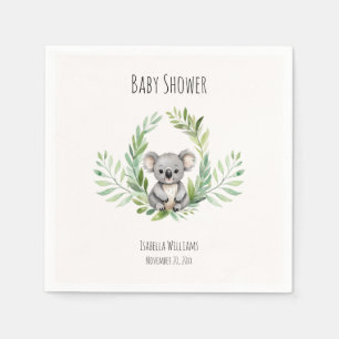 Cute Minimal Koala Bear Baby Shower  Napkin