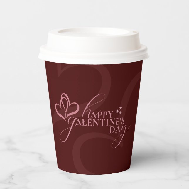 Cute Minimal Modern Chic Script Galentine's  Paper Cups (Front)