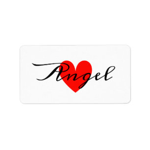  Cute Minimal Modern White Red Heart Add Your Name Label