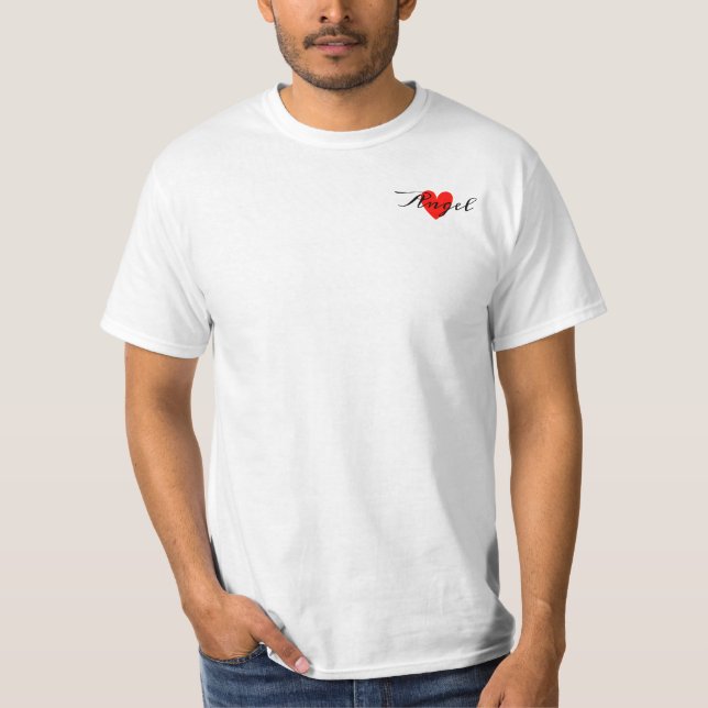  Cute Minimal Modern White Red Heart Add Your Name T-Shirt (Front)