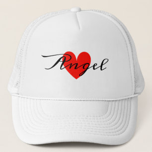 Cute Minimal Modern White Red Heart Add Your Name Trucker Hat