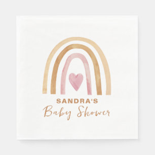 Cute Minimal Neutral Boho Rainbow Baby Shower Napkin