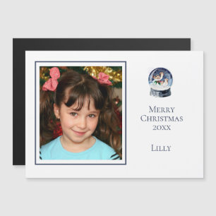 Cute Minimal One Photo Christmas Snow Globe