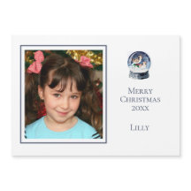 Cute Minimal One Photo Christmas Snow Globe