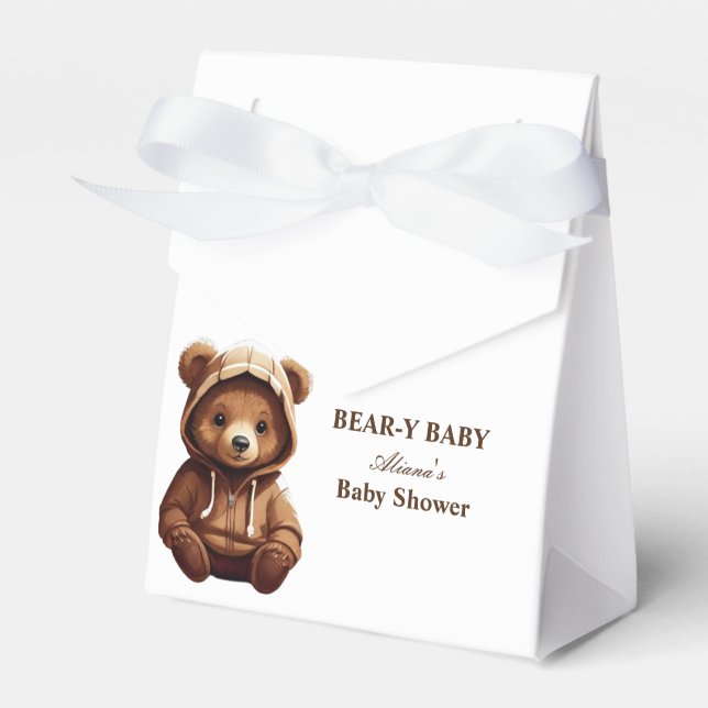 Cute Minimal Photo Bear-y baby Rustic Favour Box (Front Side)