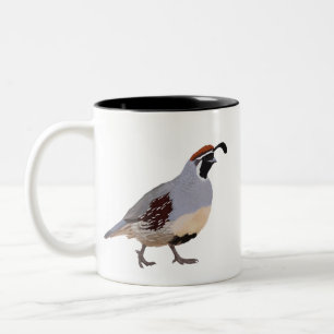 Cute Minimal Quail Drawing Two-Tone Coffee Mug