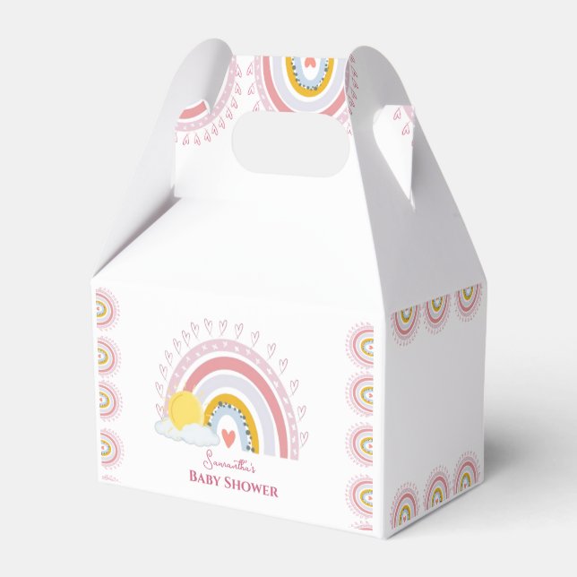 Cute Minimal Rainbow sun baby shower Favour Box (Front Side)