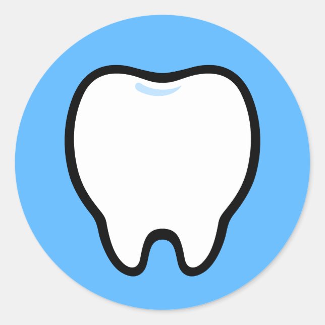 Cute Minimal Tooth Illustration Classic Round Sticker (Front)