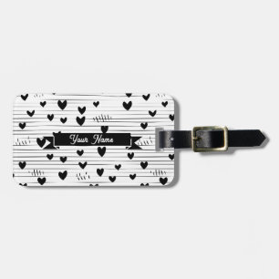 Cute Minimalist Abstract Line Love Black Luggage Tag