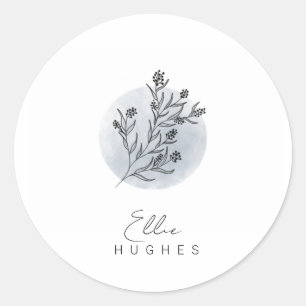 Cute minimalist and Scandinavian floral moon Classic Round Sticker