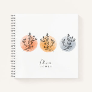 Cute minimalist and Scandinavian floral moon Notebook