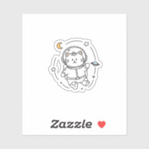 Cute Minimalist Astronaut Cat Line Art 