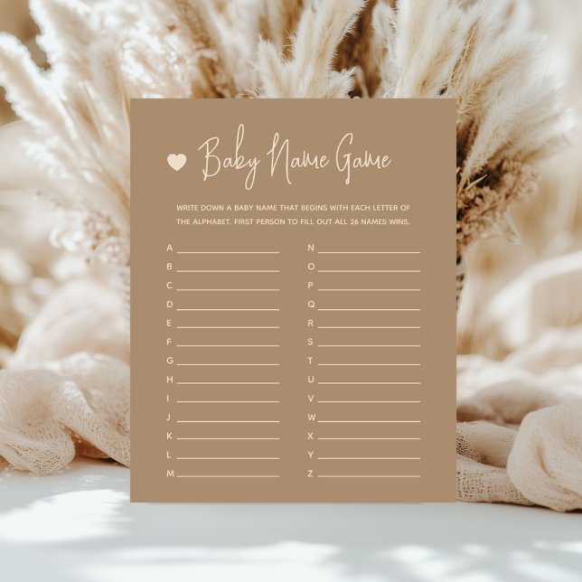 Cute Minimalist Brown Gender Reveal Baby Name Game (Creator Uploaded)