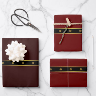 Cute Minimalist Burgundy Black And Gold Geometric Wrapping Paper Sheet