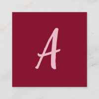 Cute Minimalist Burgundy Red Calligraphy Monogram