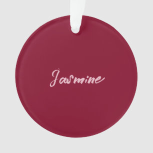 Cute Minimalist Burgundy Red Calligraphy Own Name Ornament