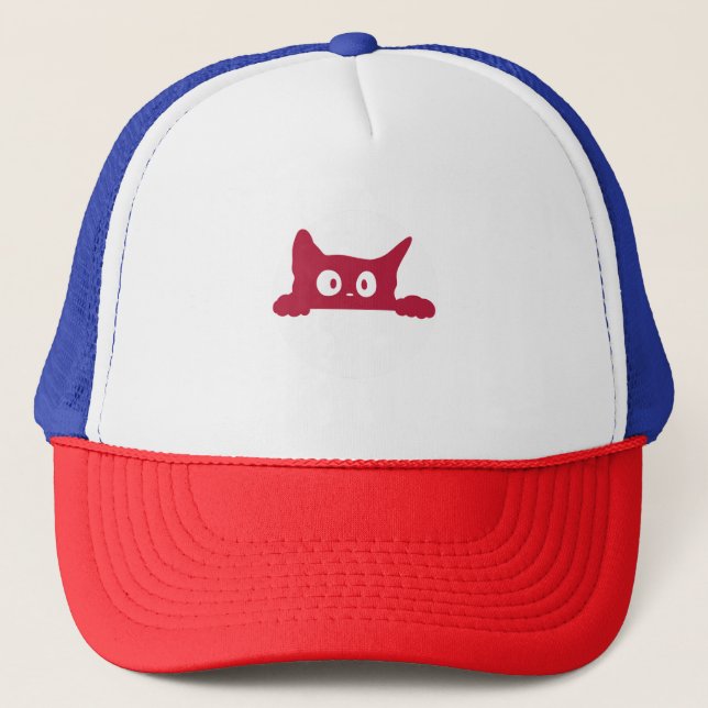 Cute Minimalist Cat Face Trucker Hat (Front)