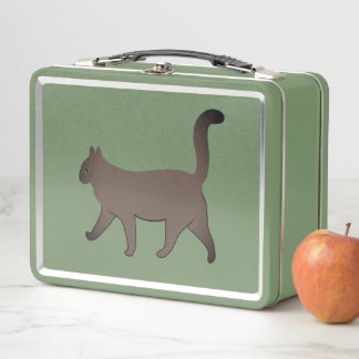 Cute Minimalist Cat Graphic | Simple Walking Cat  Metal Lunch Box
