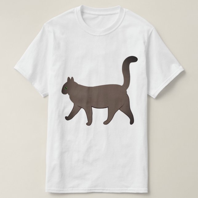 Cute Minimalist Cat Graphic | Simple Walking Cat  T-Shirt (Design Front)