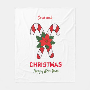 Cute Minimalist Christmas and New Year Happy Fleece Blanket