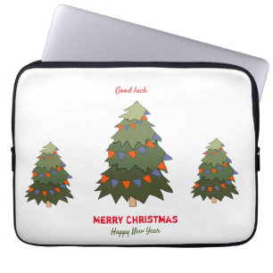 Cute Minimalist Christmas and New Year Happy Laptop Sleeve
