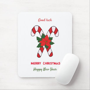 Cute Minimalist Christmas and New Year Happy Mouse Mat