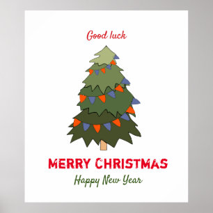 Cute Minimalist Christmas and New Year Happy Poster