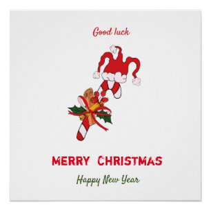 Cute Minimalist Christmas and New Year Happy    Poster