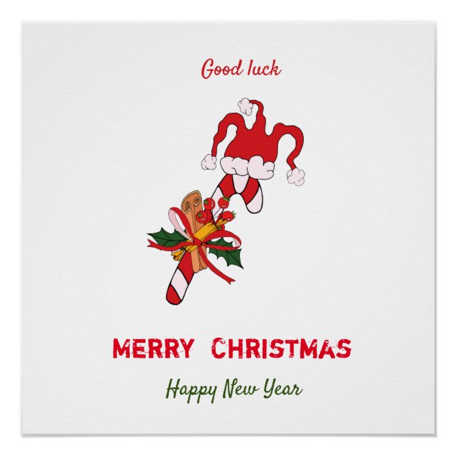 Cute Minimalist Christmas and New Year Happy    Poster (Front)