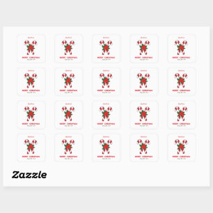 Cute Minimalist Christmas and New Year Happy Square Sticker