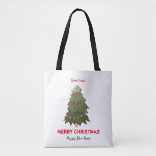 Cute Minimalist Christmas and New Year Happy Tote Bag
