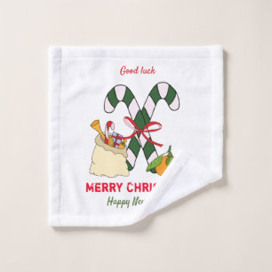 Cute Minimalist Christmas and New Year Happy Wash Cloth
