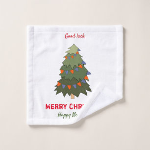 Cute Minimalist Christmas and New Year Happy Wash Cloth