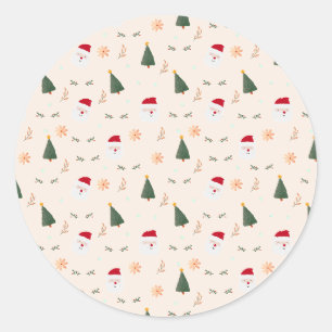 Cute Minimalist Christmas Pattern Classic Round Sticker