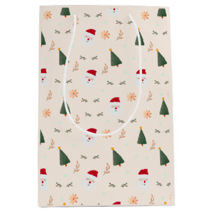 Cute Minimalist Christmas Pattern Medium Gift Bag