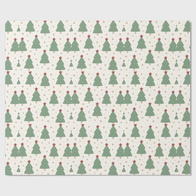 Cute Minimalist Christmas Tree Pattern – Festive Wrapping Paper (Flat)