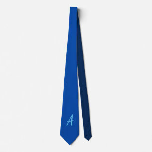 Cute Minimalist Cobalt Blue Calligraphy Monogram Tie