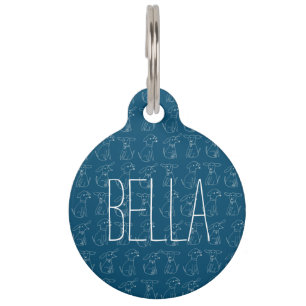 Cute Minimalist Dog Line Pattern Customisable Pet  Tag