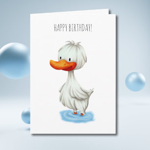 Cute Minimalist Duck Happy Birthday Card
