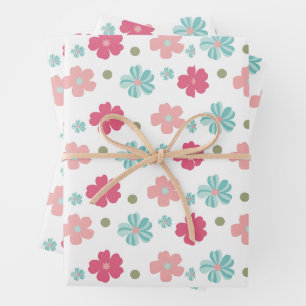 Cute Minimalist Flower Print Wrapping Paper Sheet