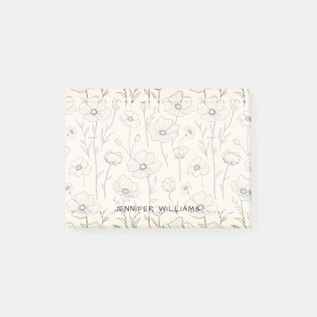 Cute Minimalist Flowers Pattern  Post-it Notes (Front)