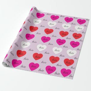 Cute Minimalist Hearts Love Pattern Wrapping Paper