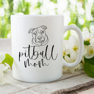 Cute Minimalist Line Art Pitbull Mum Coffee Mug